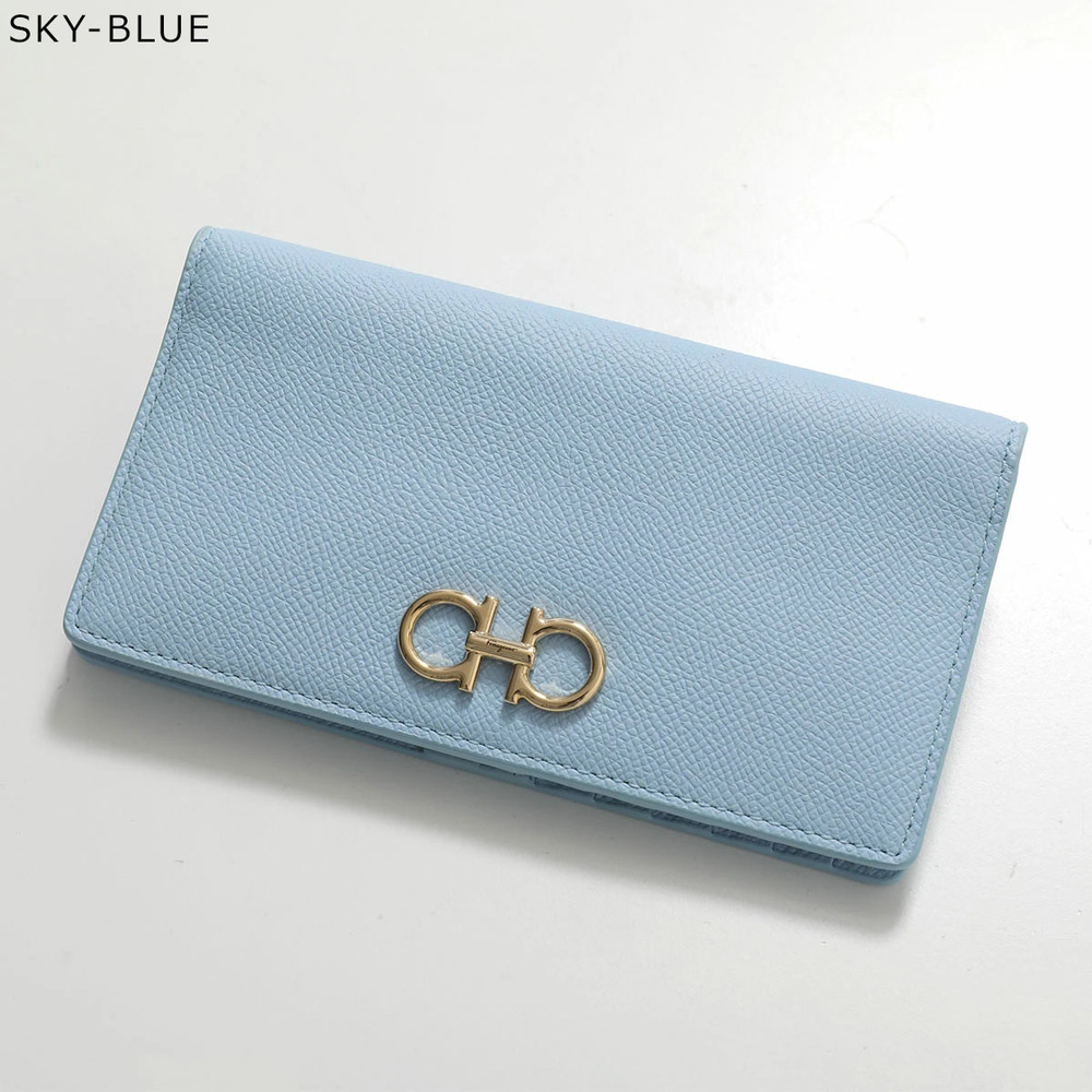 Salvatore Ferragamo GANCINI Bi fold Long Wallet Leather Metal